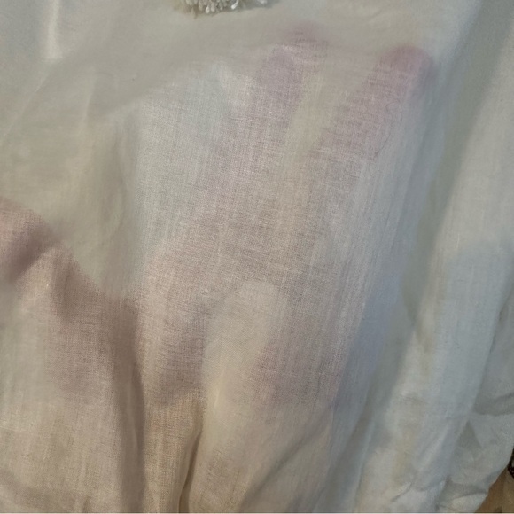 Miley Cyrus Sheer Blouse Elastic Neck Cuffs Waist Embroidered V-neck Tie Size L - Picture 10 of 14